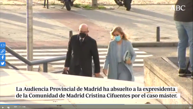 Cristina Cifuentes queda absuelta del Caso Máster por falta de pruebas