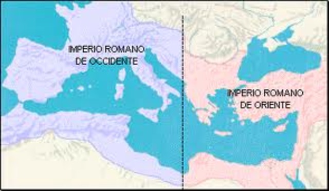 division del imperio romano de Oriente y Occidente por Teodosio