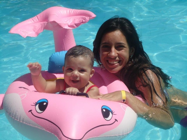 1º banho de Piscina