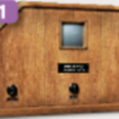 Timeline: 1931: Loewe anuncia en Alemania una monstruosidad hecha de madera .El tubo catódico de Bromw permite una pantalla de 14cm en diagonal