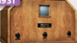 Timeline: 1931: Loewe anuncia en Alemania una monstruosidad hecha de madera .El tubo catódico de Bromw permite una pantalla de 14cm en diagonal