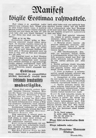 Iseseisvusmanifesti ettelugemine Tallinnas