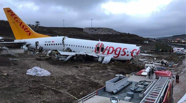 Pegasus plane drove off the track in Sabiha Gökçen Airport