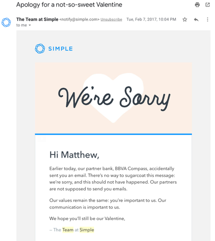 BBVA Accidentally Emails Simple Users