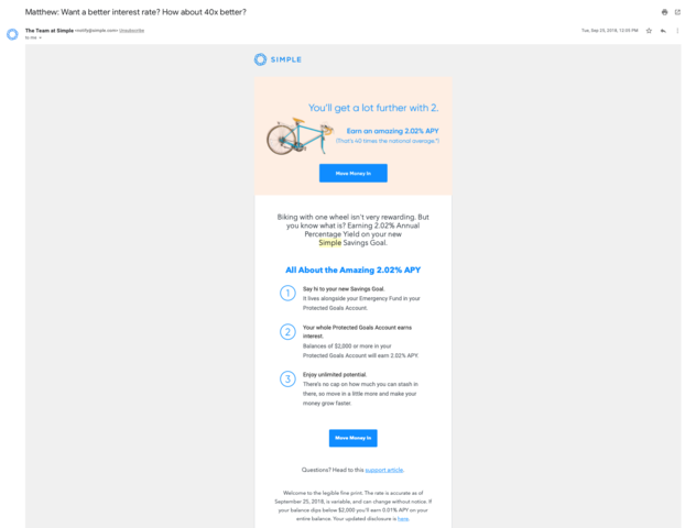 Savings Goal w/ 2.02% APY on >$2K