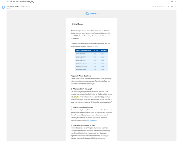 All P.Goal APY Lowered to 1.55%
