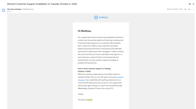 Simple Acknowledges Support Shortfalls