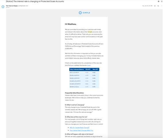 All P.Goal APY Lowered to 0.40%