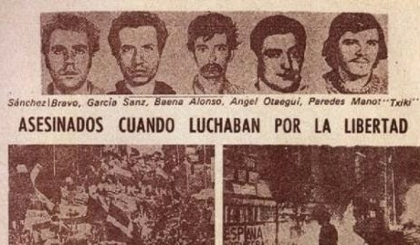 Muerte miembros de ETA y FRAP ( frente revolución antifranquista y patriota)