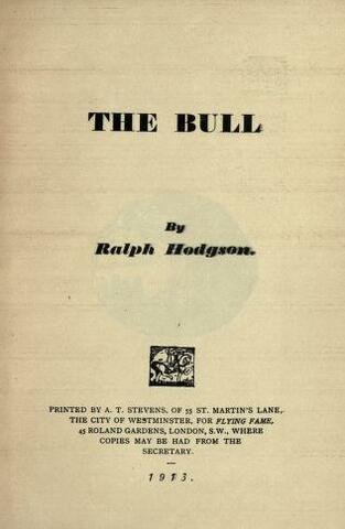 The Bull by Ralph Hodgson.