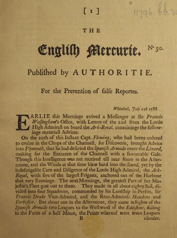 Primer periódico inglés: "English Mercurie"
