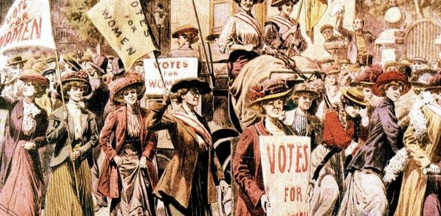 Primera manifestación pública por el derecho al voto.