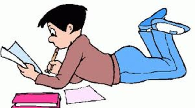 I do my homework and read a book