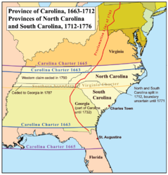LA PROVINCIA DE CAROLINA SE SEPARA EN CAROLINA DEL NORTE Y CAROLINA DEL SUR.