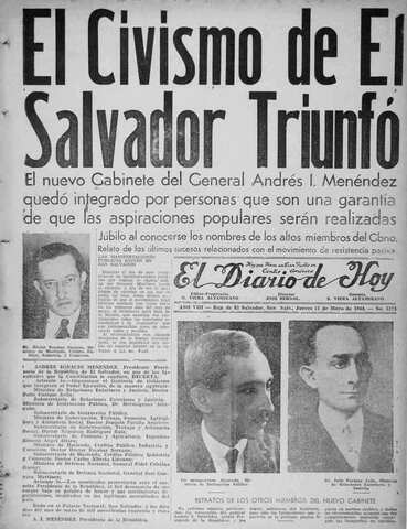 Maximiliano Hernández Martínez renuncia la presidencia.