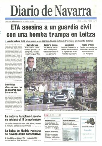 ETAk guardia zibil bat hil eta beste lau zauritu ditu Leitzatik gertu izandako atentatu batean