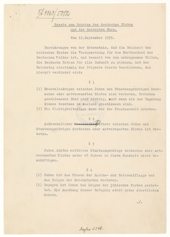 Nuremburg Laws enacted