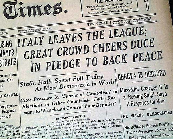 Italy leaves the League of Nations