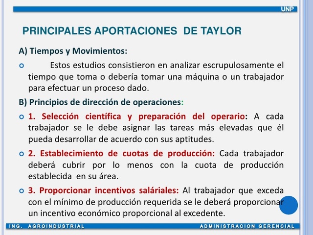 Administración Científica aportes de Taylor.