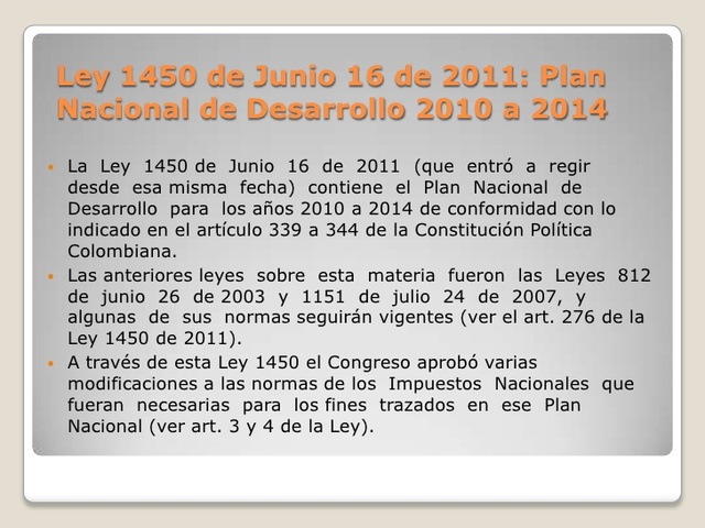 Ley 1450 de 2011.