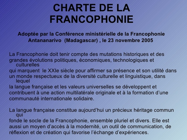 Charte de la Francophonie