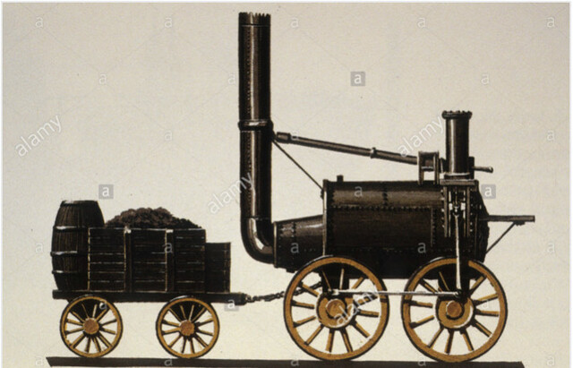 Se inventa la locomotora a vapor