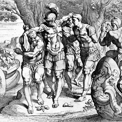 Ulises cuenta su historia a Nausicaa y Alcino