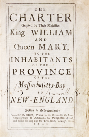 Massachusetts Bay Colony gets its royal charter