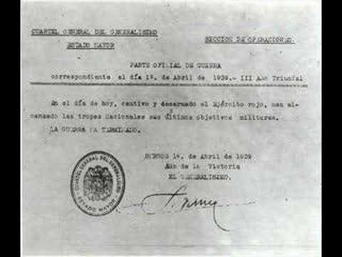 Franco firma un comunicado en que mujer la guerra por acabada.