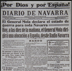 Franco arriba a Tetuan i es decreta l'estat de guerra a Pamplona