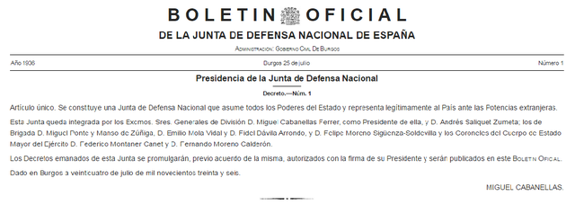 Constitució de la Junta de Defensa Nacional (JDN)