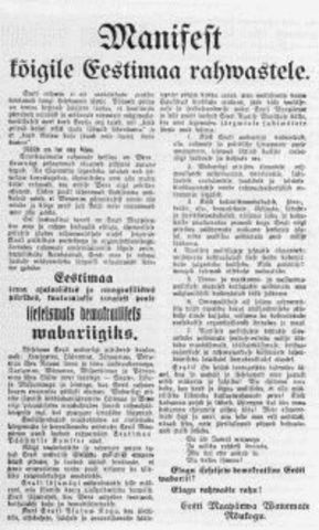 Iseseisvusmanifesti ettelugemine Pärnus