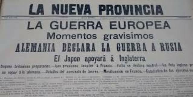 Alemania declara la guerra a Rusia y a Francia