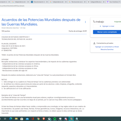 Timeline: Acuerdos de las Potencias Mundiales después de las Guerras Mundiales.