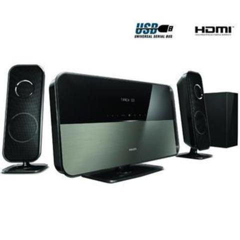 Televisión de pantalla plana con home cinema