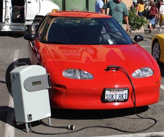 First electric automobiles appear on market powered by rechargeable batteries