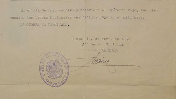 Último parte de Guerra y fin de la misma.