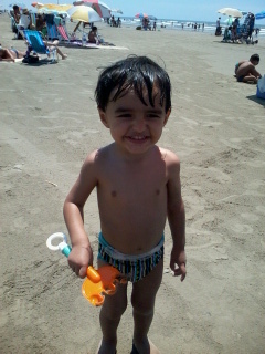 Primeira vez na praia!