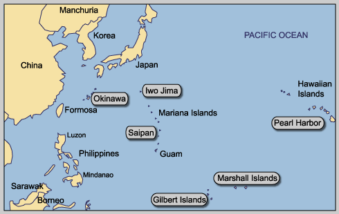Batallas en Iwo Jima y Okinawa.