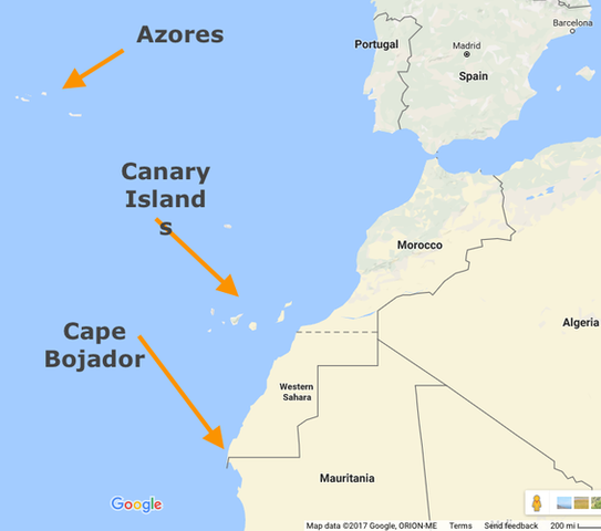 The Portuguese folded Cape Bojador