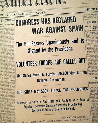 U.S declares war on Spain