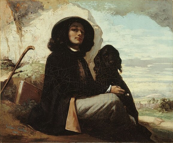 Autoritratto con cane nero- Courbet