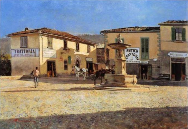 La piazza di Settignano- Signorini