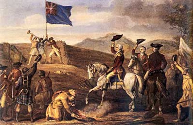 The English forces are defeated by french and indians at Duquesne