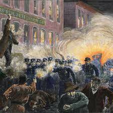 The Haymarket riot and bombing occurs in Chicago