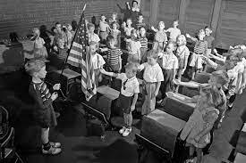 The first recital of the Pledge of Allegiance