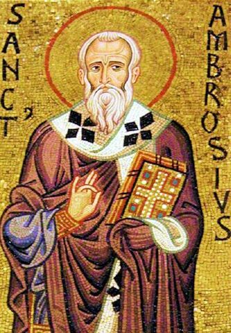 Bautizo de manos de san Ambrosio.