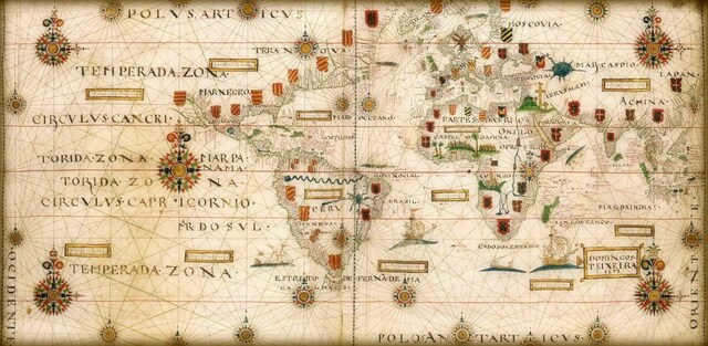 El tratado de Tordesillas establece el reparto de los territorios de ultramar entre España y Portugal.