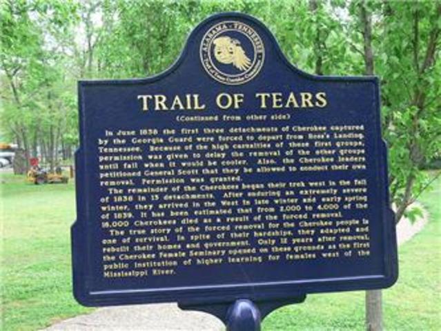 Indian Removal Act (1838 Trail of Tears)