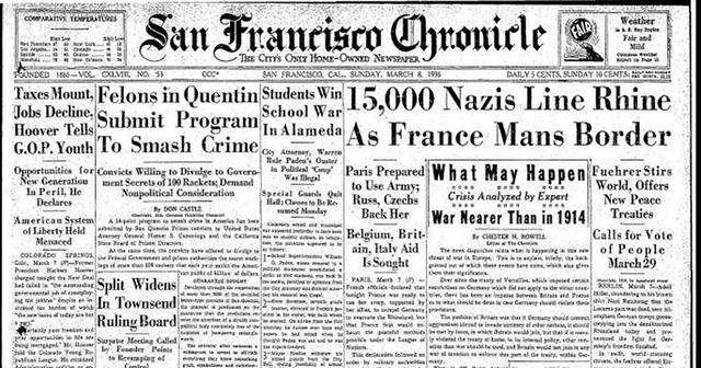 Hitler militarizes the Rhineland